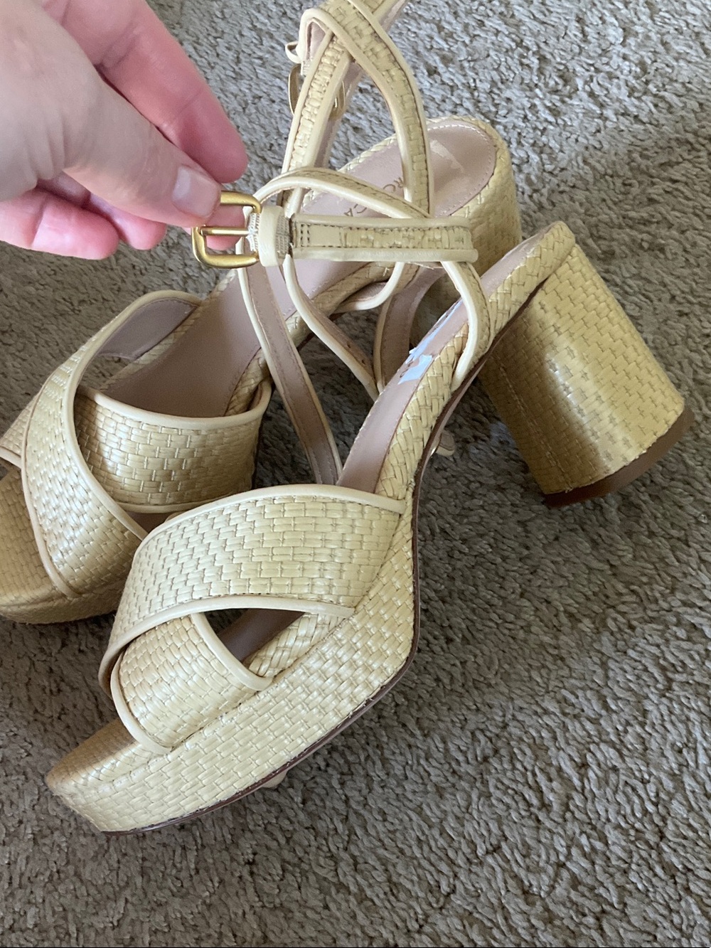 Veronica Beard Natural Raffia Platform Block Heel Sandal - Picture 8 of 8
